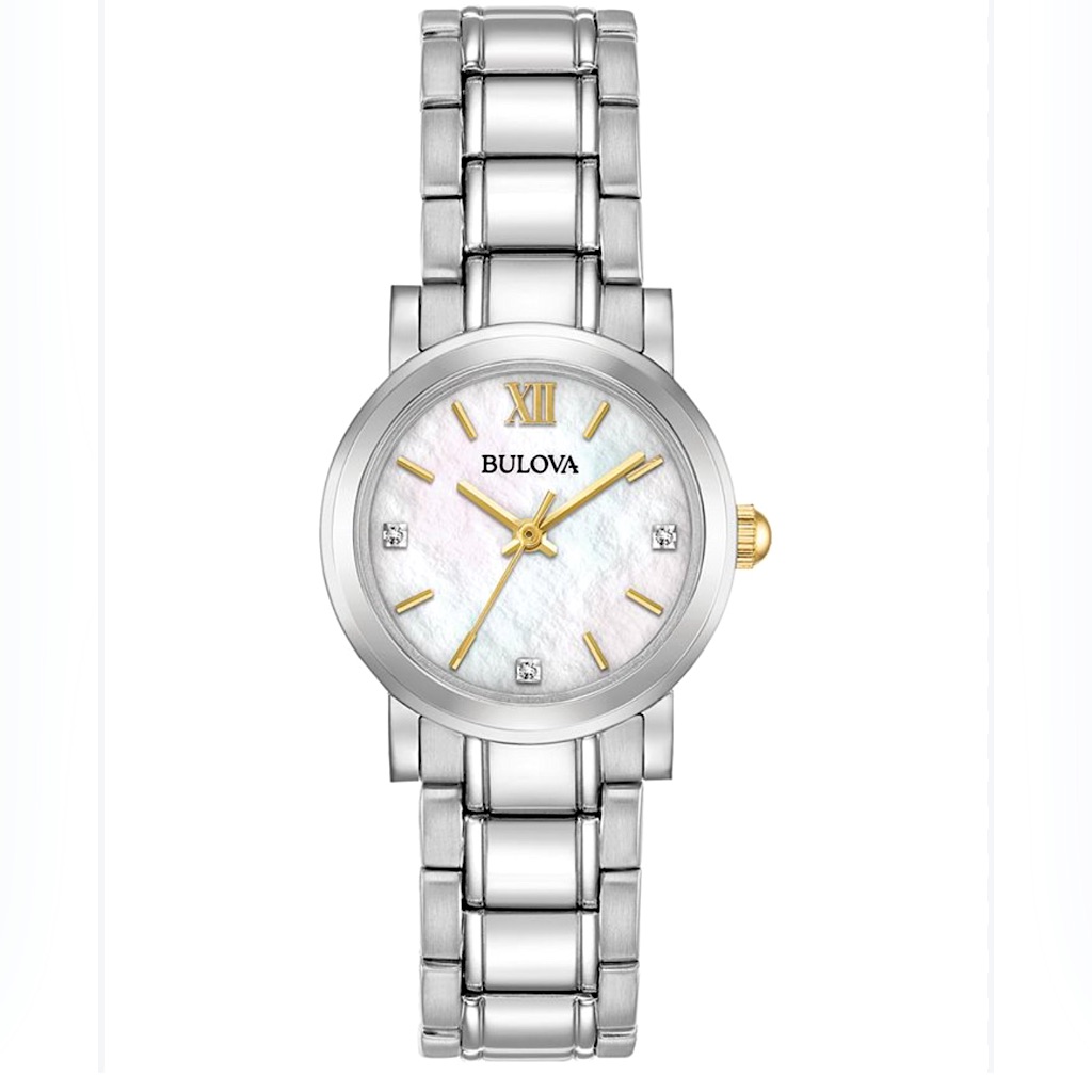 Bulova  Womens Diamond Accent Stainless Steel Bracelet Watch 26mm